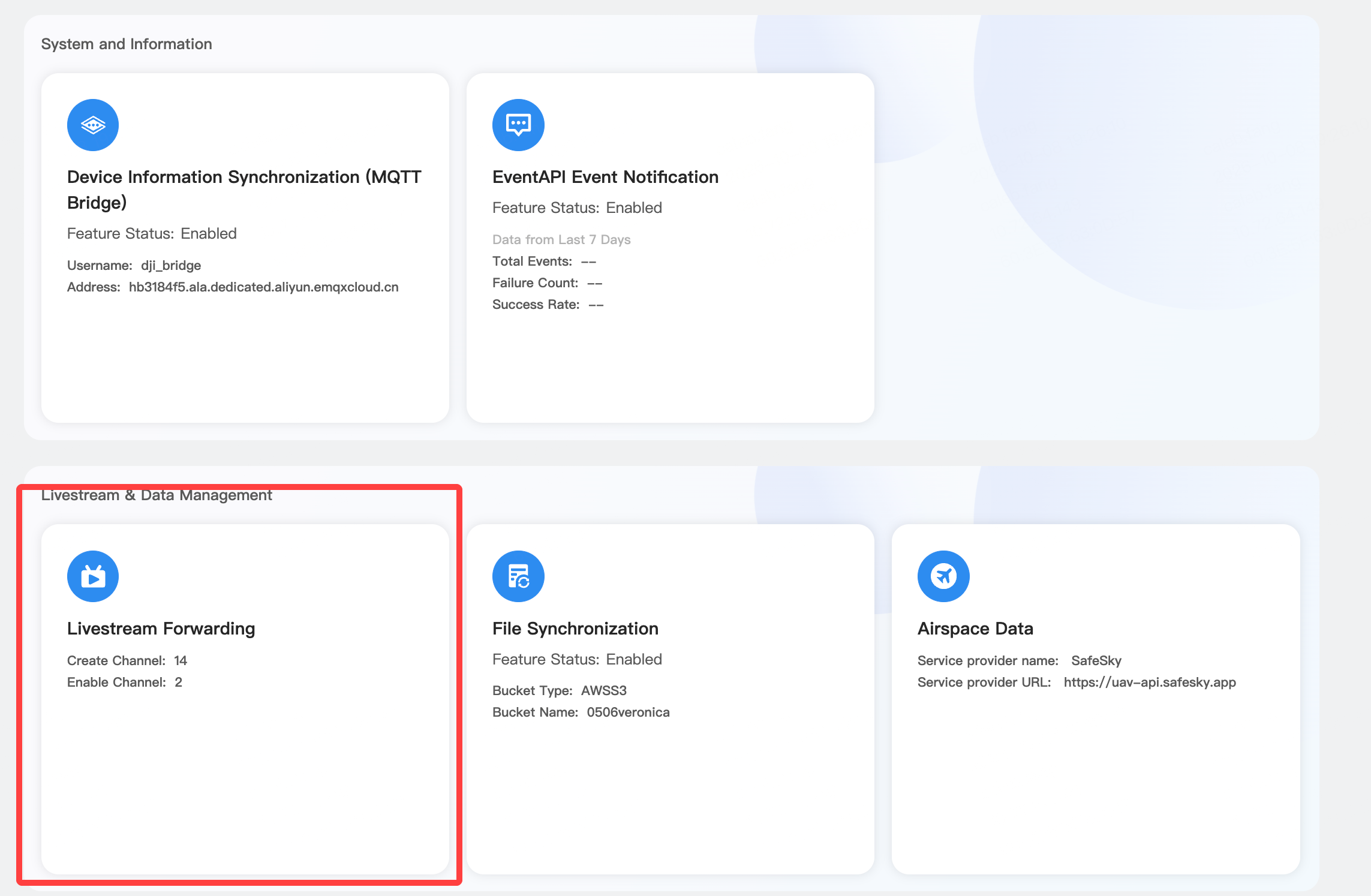 Livestream forwarding settings
