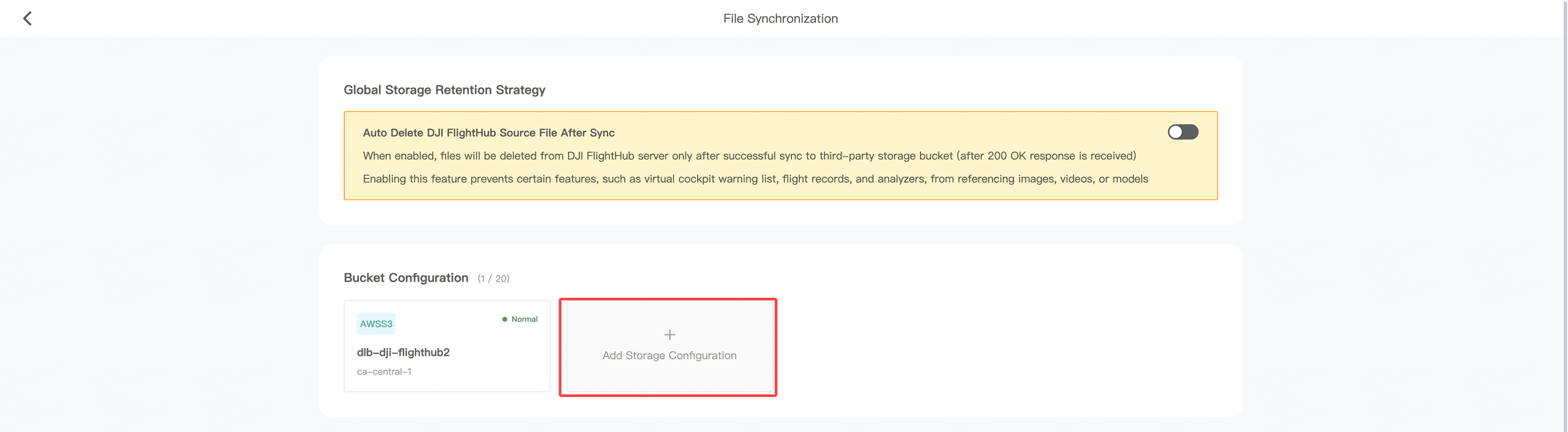 Add Storage Configuration